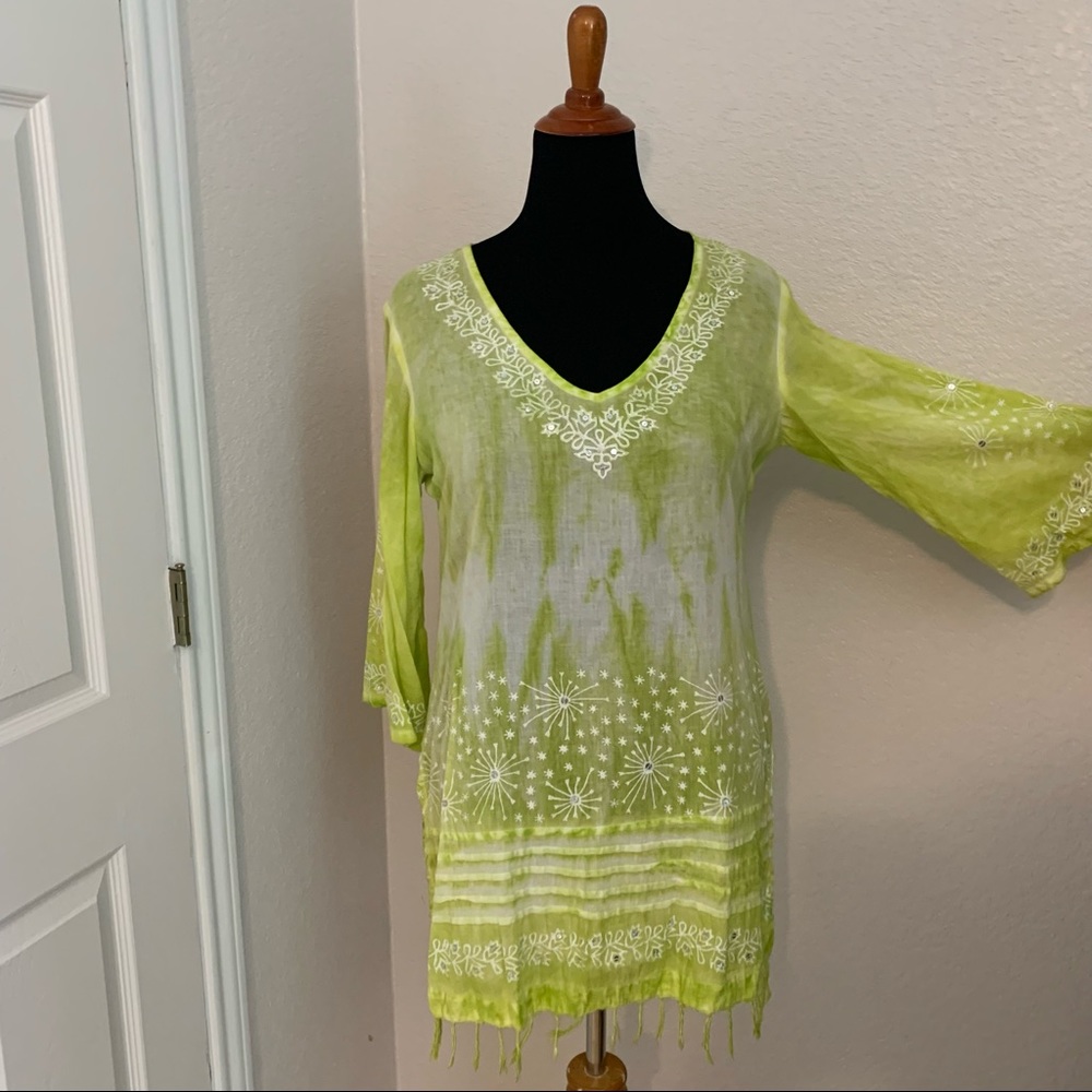 Peppermint Bay tunic beach cover, shirt top, blouse. All cotton